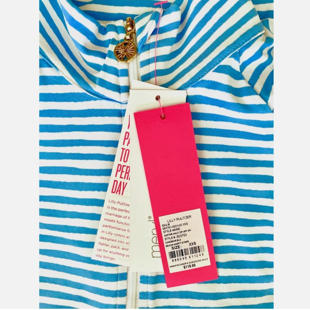 LILLY PULITZER ZANZIBAR BEACH HAPPY STRIPE JUSTINE HALF ZIP JACKET LEGGINGS XXS - Picture 14 of 15